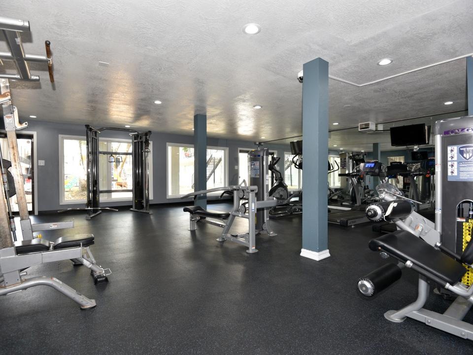 a gym with exercise equipment