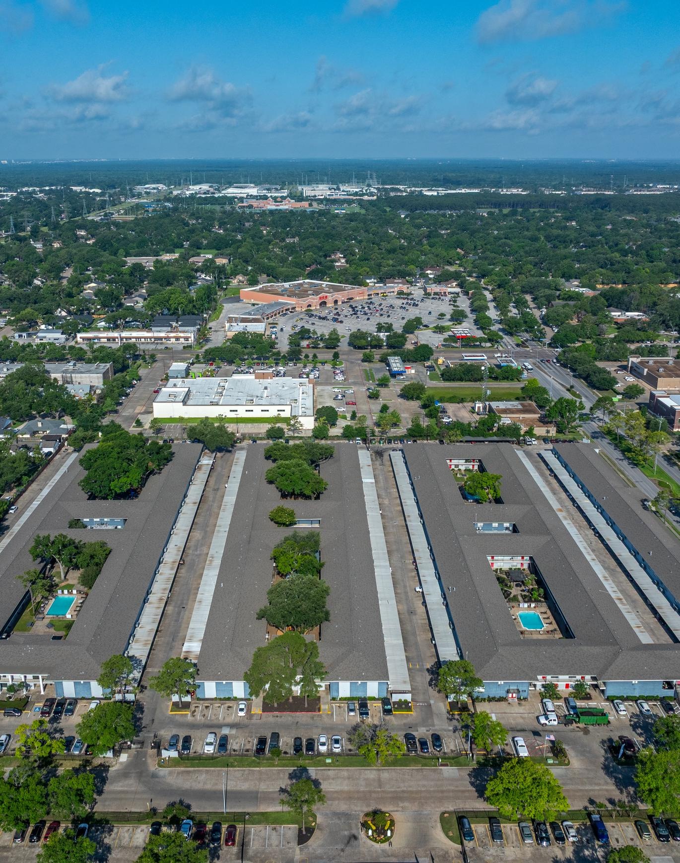 an aerial view of a town